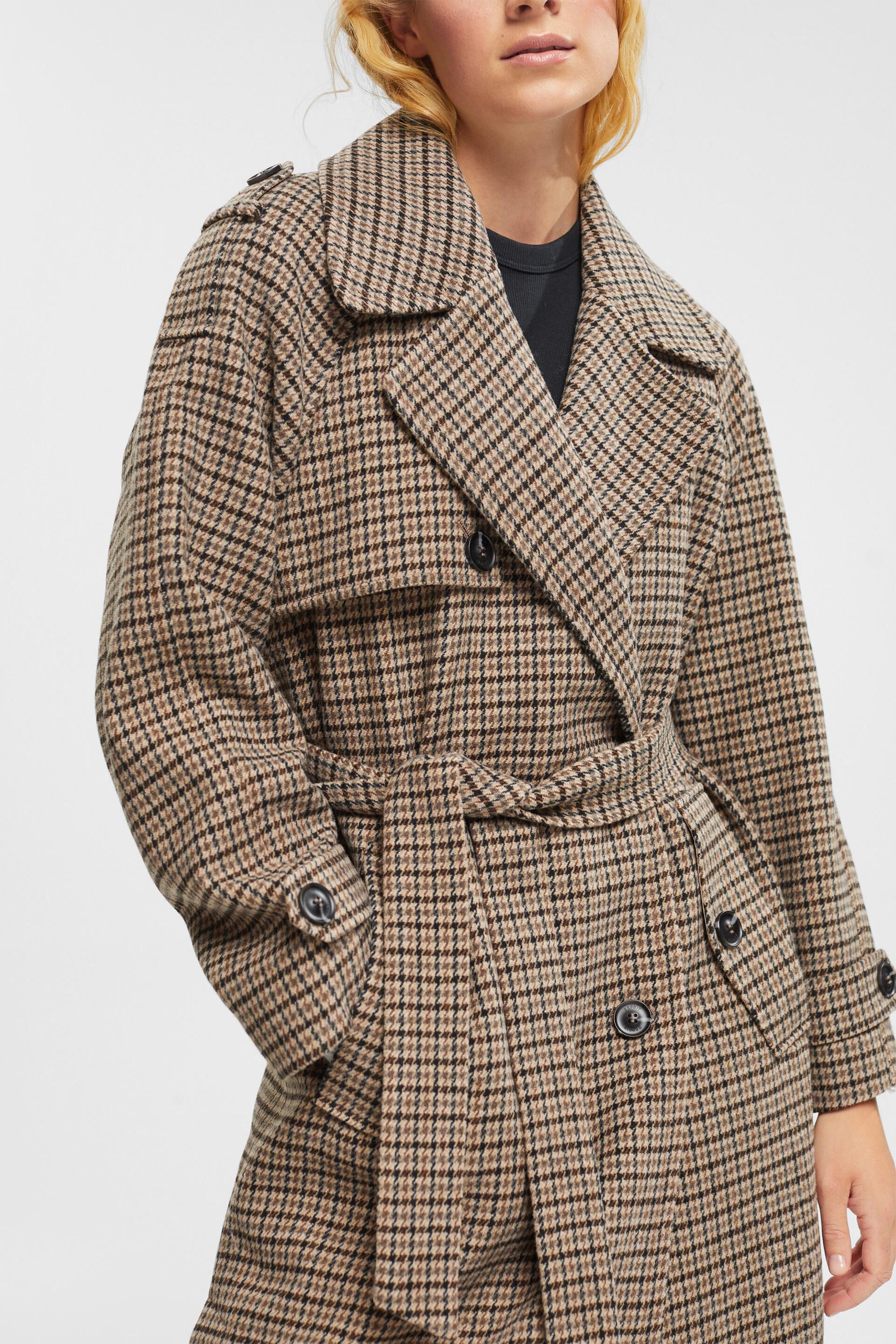 Belted Checked Wool-Blend Coat 【入手困難】ファッション