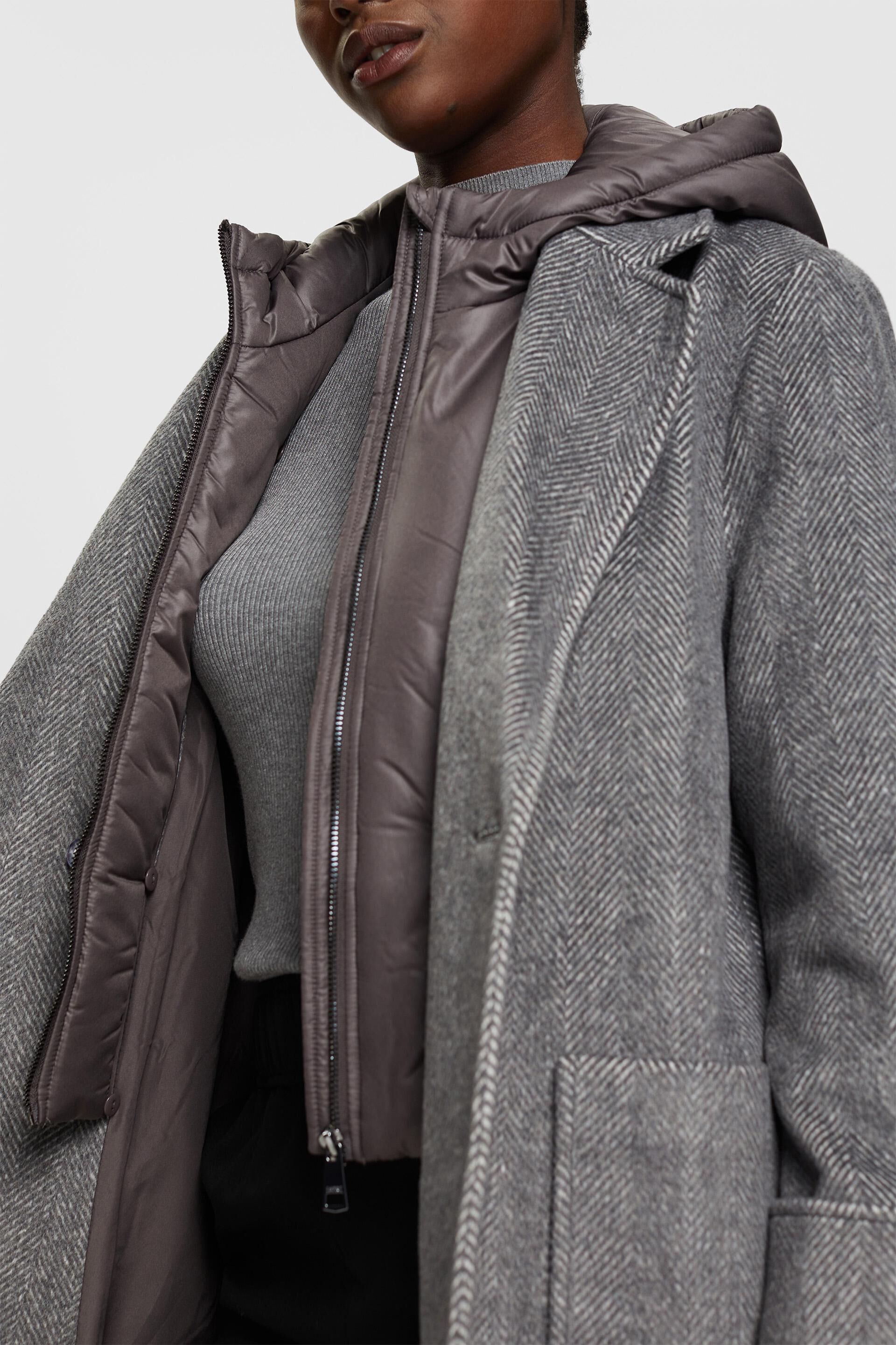 Women's wool blend sale coat with hood