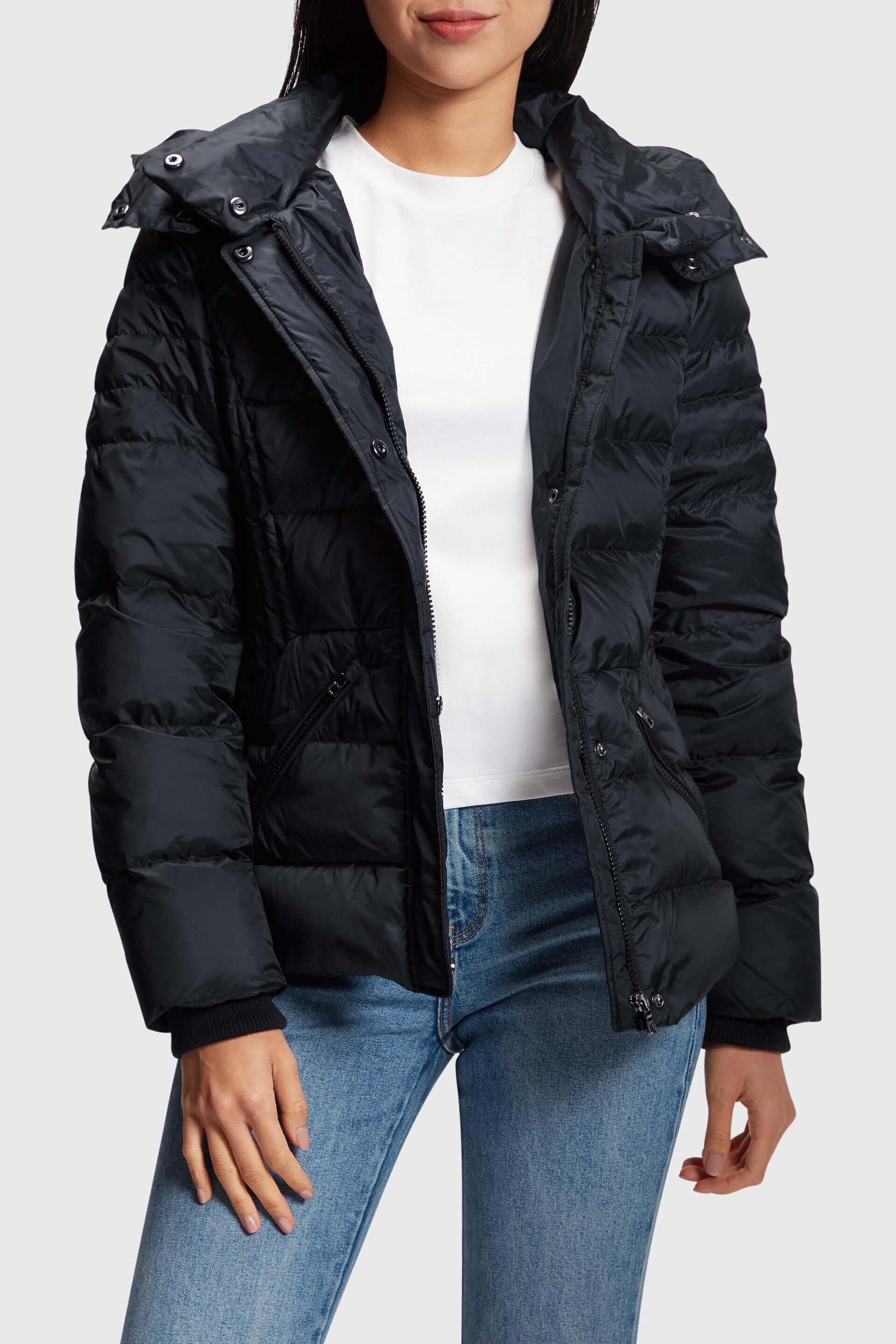 Womens black puffer 2025 with hood